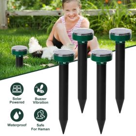 Solar Mole Repeller, Ultrasonic Vibration Rodent Deterrent with Buzzer Sound Wave, Waterproof Outdoor Pest Repellent for Moles Gophers Voles