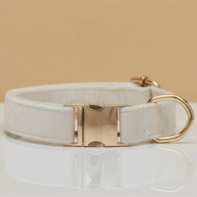 Multiple Colour Velvet Personalise Dog Collar Leash Set With Bow (Option: White-L)