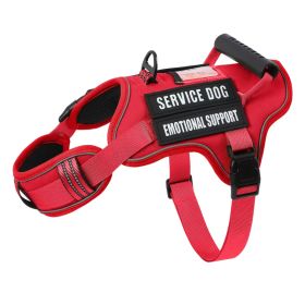 Tactical Service Dog Harness With Handle, No-Pull Adjustable Reflective Pet Vest Harness For Easy Walking And Training (Option: Red-S)