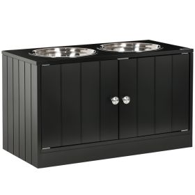 Large Elevated Dog Bowls with Storage Cabinet Containing Large 44L Capacity, Raised Dog Bowl Stand Pet Food Bowl Pet Feeding Station, Black (Option: Black-705x380x155 mm)