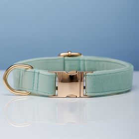Multiple Colour Velvet Personalise Dog Collar Leash Set With Bow (Option: Cyan-XS)