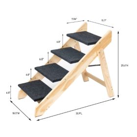 Wooden Foldable 4-storey Pet Stairs And Ramps (Option: Acacia wood)