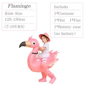 Flamingo Inflatable Costume Riding On Flamingo Air Blow up Costumes Funny Fancy Dress Party Halloween Costume for Adult (size: Kids M)