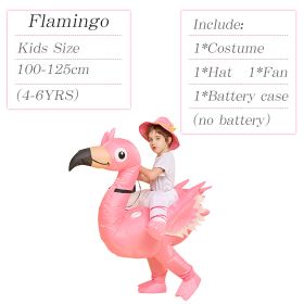 Flamingo Inflatable Costume Riding On Flamingo Air Blow up Costumes Funny Fancy Dress Party Halloween Costume for Adult (size: Kids S)