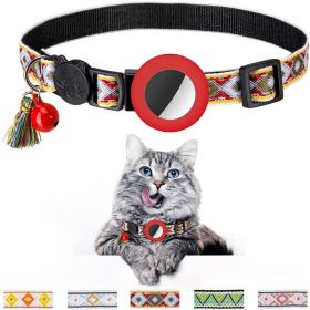 Pet Colored Bell Tassel Collar For Airtag Tracker (Color: Red, Type: Pet Supplies)
