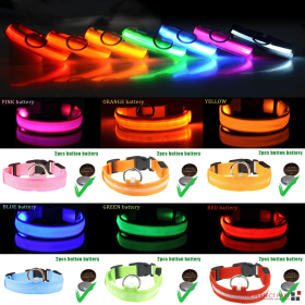 LED Adjustable Dog Collar Blinking Flashing Light Up Glow Pets Safety Waterproof (Color: Yellow, size: S)
