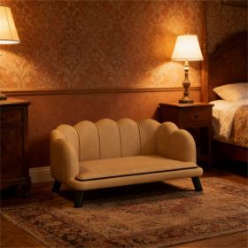 Dog sofa, pet bed, with four wooden legs, structurally stable (Color: Coffee)