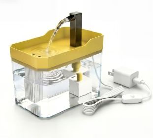 Cute Small Cat Water Fountain 1.5L,Transparent Detachable Tank,Quiet Pump & LED Light,Easy Clean Portable Pet Water Dispenser for Car Indoor Trav (Color: Yellow)