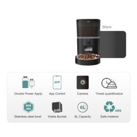 Video Camera With Adjustable Performance Pet Feeder (Option: Black 4L-Black Transparent Barrel)